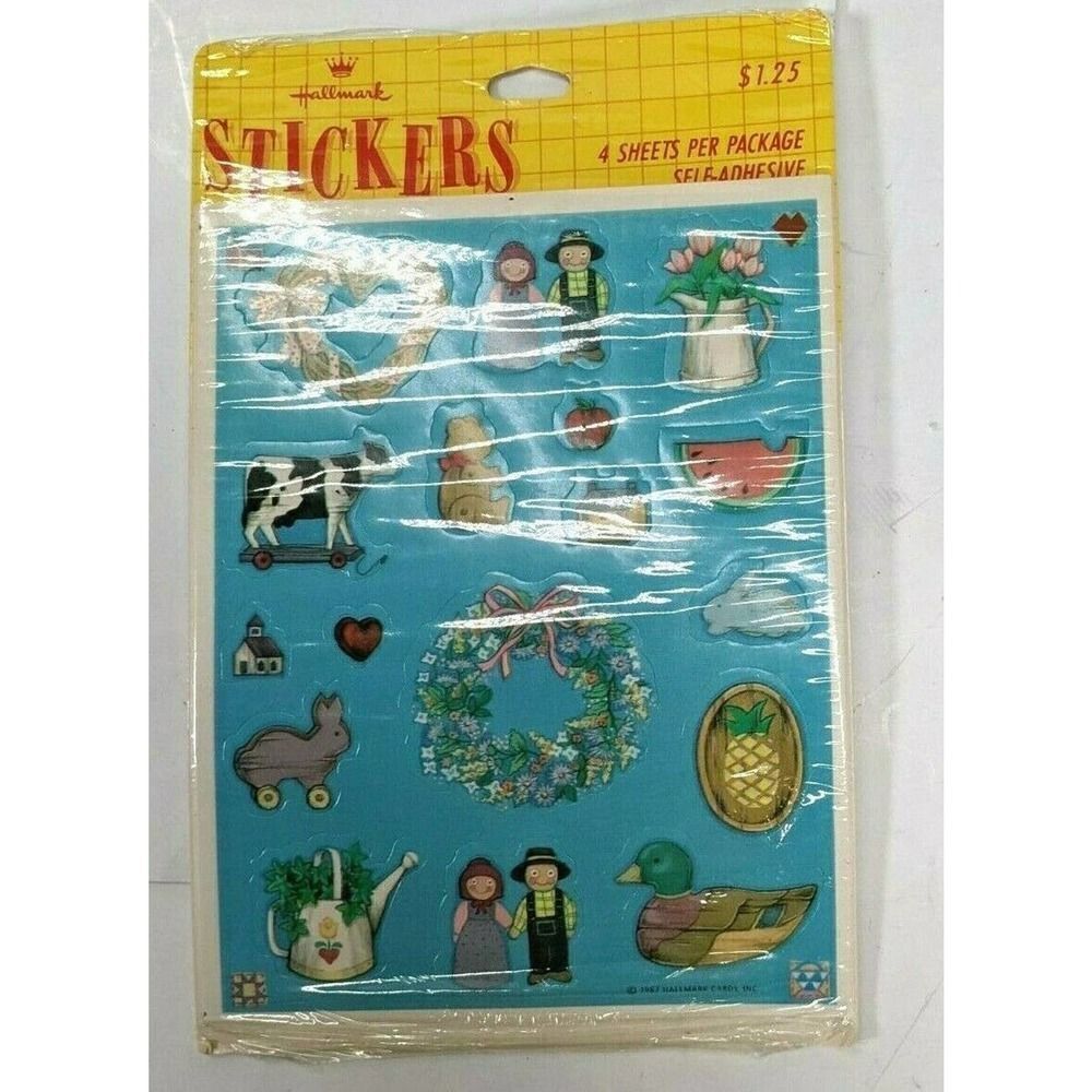 New Sealed Vintage Hallmark‎ Stickers Country Theme 1987 4 Sheets Made in USA